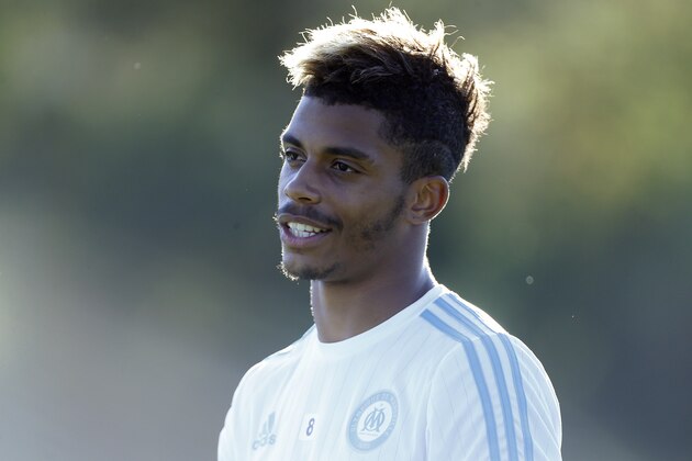 MARSEILLE - AUGUST 24: Mario Lemina of OM looks on during Olympique de Marseille's training session at Robert Louis-Dreyfus Training Camp at La Commanderie on August 24, 2015 in Marseille, France. (Photo by Jean Catuffe/Getty Images)