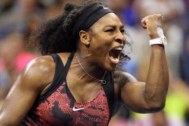 Serena Williams of the US reacts to her victory over Bethanie Mattek-Sands of the US during their 2015 US Open third round women's singles match at the USTA Billie Jean King National Tennis Center on September 4, 2015,  in New York. AFP PHOTO/ DON EMMERT        (Photo credit should read DON EMMERT/AFP/Getty Images)