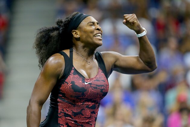 NEW YORK, NY - SEPTEMBER 04:  Serena Williams of the USA celebrates a point win over Bethanie Mattek-Sands of the USA on Day Five of the 2015 US Open at the USTA Billie Jean King National Tennis Center on September 4, 2015 in the Flushing neighborhood of the Queens borough of New York City.  (Photo by Elsa/Getty Images)