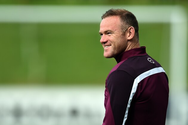 England's Wayne Rooney smiles during a team training session at St George's Park, Burton-upon-Trent, central England on September 2, 2015, ahead of their UEFA Euro 2016 Group E qualifying football match against San Marino in Serravalle on September 5, 2015. AFP PHOTO / PAUL ELLIS

NOT FOR MARKETING OR ADVERTISING USE / RESTRICTED TO EDITORIAL USE        (Photo credit should read PAUL ELLIS/AFP/Getty Images)
