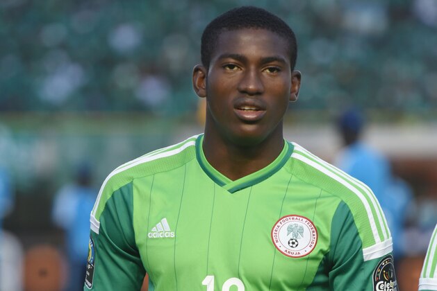 Nigerian player Awoniyi Taiwo Micheal poses before the final football match of the 2015 African U-20 Championships Senegal against Nigeria, on March 22, 2015 in Dakar. AFP PHOTO / SEYLLOU        (Photo credit should read SEYLLOU/AFP/Getty Images)