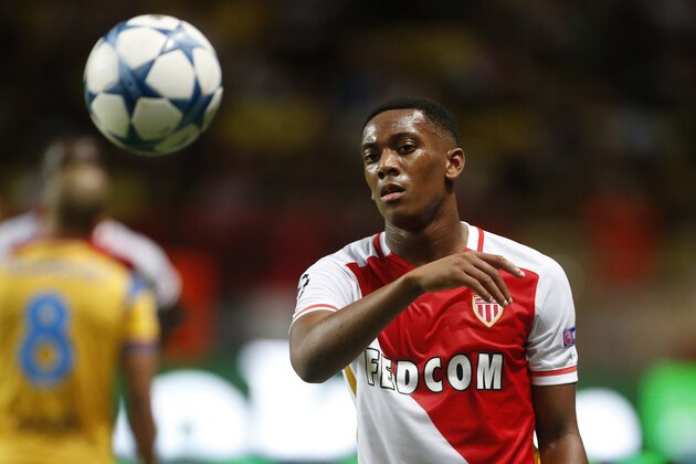 MONACO - AUGUST 25: Anthony Martial of Monaco in action during the UEFA Champions League play off round 2nd leg between AS Monaco and Valencia CF at Stade Louis II on August 25, 2015 in Monaco. (Photo by Jean Catuffe/Getty Images)