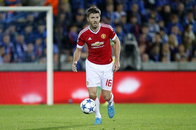 BRUGGE - AUGUST 26: Michael Carrick of Manchester United in action during the UEFA Champions League play off round 2nd leg between Club Brugge KV and Manchester United on August 26, 2015 in Brugge, Belgium. (Photo by Jean Catuffe/Getty Images)