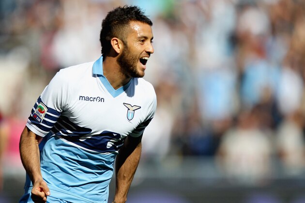 ROME, ITALY - APRIL 12:  Felipe Anderson of SS Lazio celebrates after scoring the team's fourth goal during the Serie A match between SS Lazio and Empoli FC at Stadio Olimpico on April 12, 2015 in Rome, Italy.  (Photo by Paolo Bruno/Getty Images)