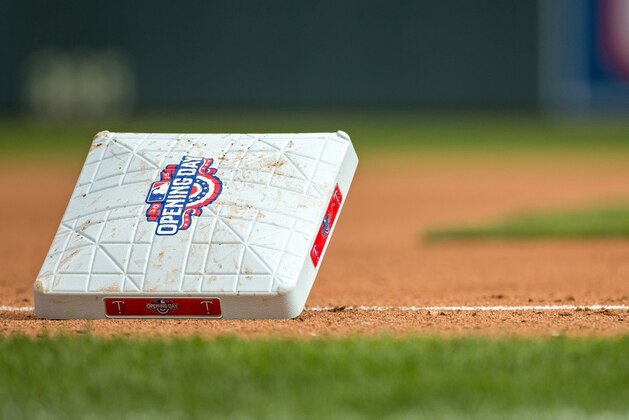 MINNEAPOLIS, MN - APRIL 13: An Opening Day base during a game between the Minnesota Twins and the Kansas City Royals on April 13, 2015 at Target Field in Minneapolis, Minnesota. The Royals defeated the Twins 12-3. (Photo by Brace Hemmelgarn/Minnesota Twins/Getty Images)