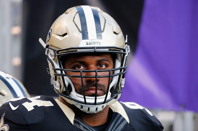BALTIMORE, MD - AUGUST 13:  Cameron Jordan #94 of the New Orleans Saints waits to take the field before the start of a preseason game against the Baltimore Ravens at M&T Bank Stadium on August 13, 2015 in Baltimore, Maryland.  (Photo by Rob Carr/Getty Images)