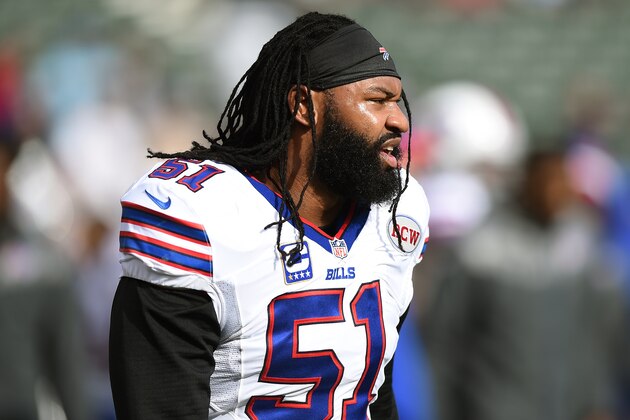 OAKLAND, CA - DECEMBER 21:  Brandon Spikes #51 of the Buffalo Bills looks on during warm ups prior to playing the Oakland Raiders at O.co Coliseum on December 21, 2014 in Oakland, California.  (Photo by Thearon W. Henderson/Getty Images)