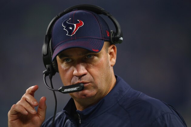 ARLINGTON, TX - SEPTEMBER 03:  Head coach Bill O'Brien of the Houston Texans during a preseason game against the Dallas Cowboys on September 3, 2015 in Arlington, Texas.  (Photo by Ronald Martinez/Getty Images)