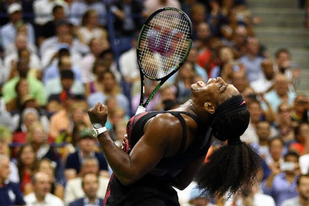 NEW YORK, NY - SEPTEMBER 08:  Serena Williams of the United States celebrates after defeating Venus Williams of the United States in their Women's Singles Quarterfinals match on Day Nine of the 2015 US Open at the USTA Billie Jean King National Tennis Center on September 8, 2015 in the Flushing neighborhood of the Queens borough of New York City.  (Photo by Clive Brunskill/Getty Images)