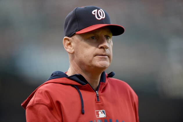 SAN FRANCISCO, CA - AUGUST 15:  Manager Matt Williams #9 of the Washington Nationals looks on as he walks back to the dugout after discussing a call with the home plate umpire against the San Francisco Giants in the top of the second inning at AT&T Park on August 15, 2015 in San Francisco, California.  (Photo by Thearon W. Henderson/Getty Images)