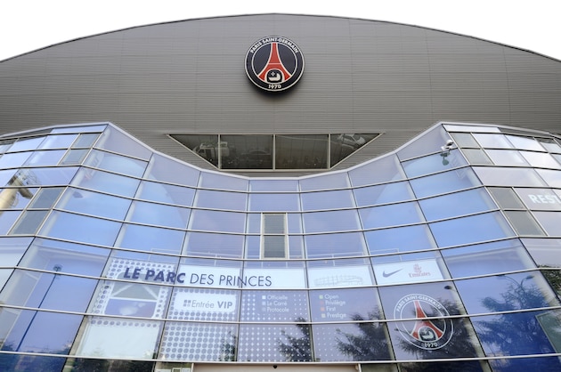 (FILES) A picture taken on April 22, 2008 shows the Parc des Princes stadium's main entrance in Paris, which houses Paris Saint-Germain L1 football club. Paris Saint Germain will not be allowed to defend their title in next year's French League Cup after a controversial banner was displayed during last month's final, the Professional Football League (LFP) ruled on April 30, 2008.  AFP PHOTO BERTRAND GUAY        (Photo credit should read BERTRAND GUAY/AFP/Getty Images)