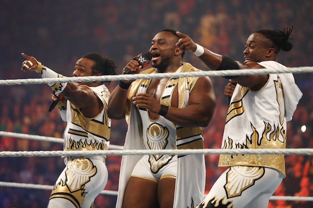 NEW YORK, NY - AUGUST 23:  New Day enter the ring at the WWE SummerSlam 2015  at Barclays Center of Brooklyn on August 23, 2015 in New York City.  (Photo by JP Yim/Getty Images)