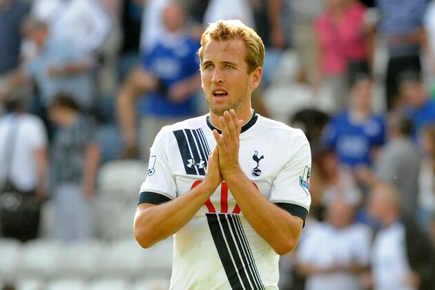 Tottenham’s Harry Kane during the English Premier League soccer match between Leicester City and Tottenham Hotspur at the King Power Stadium, Leicester, England, Saturday, Aug. 22, 2015. (AP Photo/Rui Vieira)
