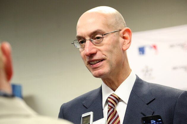 NEWARK, NJ - JULY 22:  Commissioner of the NBA, Adam Silver speaks with press at the Beyond Sport United 2015 event on July 22, 2015 in Newark City.  (Photo by Monica Schipper/Getty Images for Beyond Sport)