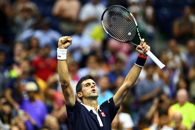NEW YORK, NY - SEPTEMBER 08:  Novak Djokovic of Serbia celebrates after defeating Feliciano Lopez of Spain during their Men's Singles Quarterfinals match on Day Nine of the 2015 US Open at the USTA Billie Jean King National Tennis Center on September 8, 2015 in the Flushing neighborhood of the Queens borough of New York City.  (Photo by Clive Brunskill/Getty Images)
