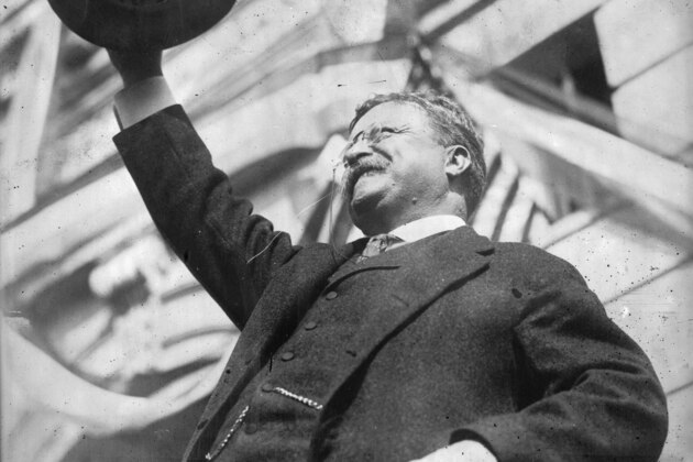 1912:  America's youngest president, Theodore Roosevelt (1858 - 1919), who succeeded William McKinley after his assassination. Roosevelt was a popular leader and the first American to receive the Nobel Peace Prize, which was awarded for his mediation in the Russo-Japanese war.  (Photo by Topical Press Agency/Getty Images)