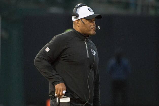 August 30, 2015; Oakland, CA, USA; Oakland Raiders defensive coordinator Ken Norton Jr. during the third quarter in a preseason NFL football game against the Arizona Cardinals at O.co Coliseum. The Cardinals defeated the Raiders 30-23. Mandatory Credit: Kyle Terada-USA TODAY Sports