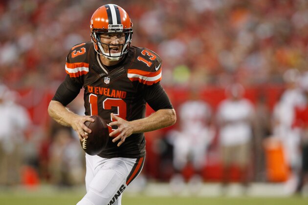 TAMPA, FL - AUGUST 29:  Quarterback Josh McCown #13 of the Cleveland Browns scrambles during the preseason game between the Tampa Bay Buccaneers and the Cleveland Browns at Raymond James Stadium on August 29, 2015 in Tampa, Florida. (Photo by Scott Iskowitz/Getty Images)