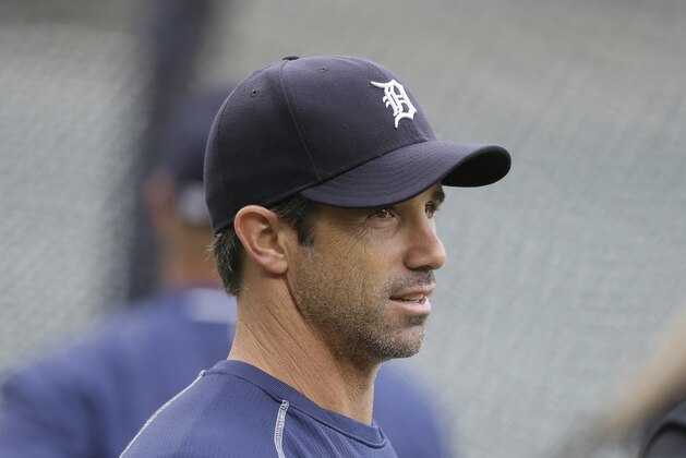 Detroit Tigers manager Brad Ausmus is seen during batting practice of a baseball game against the Los Angeles AngelsWednesday, Aug. 26, 2015, in Detroit. (AP Photo/Carlos Osorio)