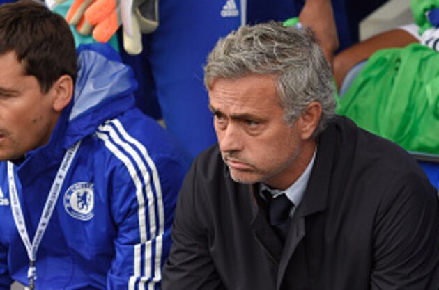 LIVERPOOL, ENGLAND - SEPTEMBER 12:  Jose Mourinho, manager of Chelsea reacts before the Barclays Premier League match between Everton and Chelsea at Goodison Park on September 12, 2015 in Liverpool, United Kingdom.  (Photo by Stu Forster/Getty Images)