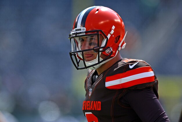 Sep 13, 2015; East Rutherford, NJ, USA; Cleveland Browns quarterback Johnny Manziel (2) warms up before the season opener against the New York Jets at MetLife Stadium. Mandatory Credit: Danny Wild-USA TODAY Sports