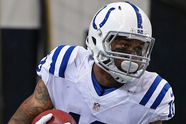 Indianapolis Colts wide receiver Donte Moncrief (10) runs down field during an NFL game against the St. Louis Rams on Saturday Aug. 29, 2015 at the Edward Jones Dome in St. Louis. (AP Photo/TUSP, Jay Biggerstaff)