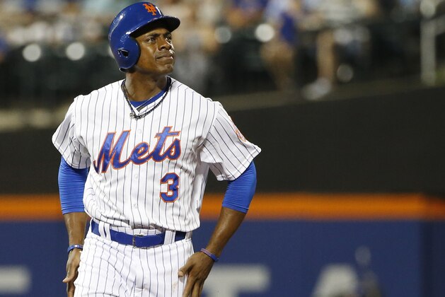 New York Mets' Curtis Granderson (3) reacts after he was caught stealing in the fifth inning of a baseball game against the San Diego Padres in New York, Wednesday, July 29, 2015. (AP Photo/Kathy Willens) New York Mets' Curtis Granderson (3) reacts after he was caught stealing in the fifth inning of a baseball game against the San Diego Padres in New York, Wednesday, July 29, 2015. (AP Photo/Kathy Willens)