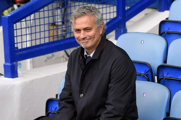 LIVERPOOL, ENGLAND - SEPTEMBER 12:  Jose Mourinho, manager of Chelsea raises a smile before the Barclays Premier League match between Everton and Chelsea at Goodison Park on September 12, 2015 in Liverpool, United Kingdom.  (Photo by Stu Forster/Getty Images)