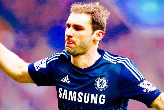 BIRMINGHAM, ENGLAND - FEBRUARY 07:  Branislav Ivanovic of Chelsea celebrates after scoring his team's second goal during the Barclays Premier League match between Aston Villa and Chelsea at Villa Park on February 7, 2015 in Birmingham, England.  (Photo by Clive Mason/Getty Images)