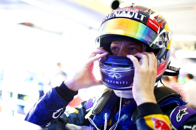 BUDAPEST, HUNGARY - JULY 24:  Daniil Kvyat of Russia and Infiniti Red Bull Racing prepares in the garage during practice for the Formula One Grand Prix of Hungary at Hungaroring on July 24, 2015 in Budapest, Hungary.  (Photo by Mark Thompson/Getty Images)