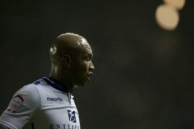 Leeds' El-Hadji Diouf is seen during his team's English League Cup soccer match against  Chelsea at Elland Road Stadium, Leeds, England, Wednesday Dec. 19, 2012. (AP Photo/Jon Super)
