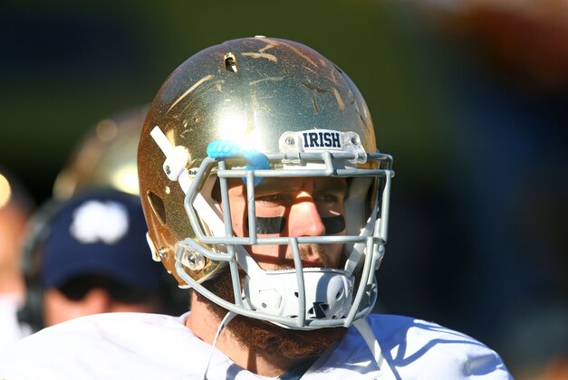 Nov 8, 2014; Tempe, AZ, USA; Notre Dame Fighting Irish tight end Durham Smythe (80) against the Arizona State Sun Devils at Sun Devil Stadium. Arizona State defeated Notre Dame 55-31. Mandatory Credit: Mark J. Rebilas-USA TODAY Sports
