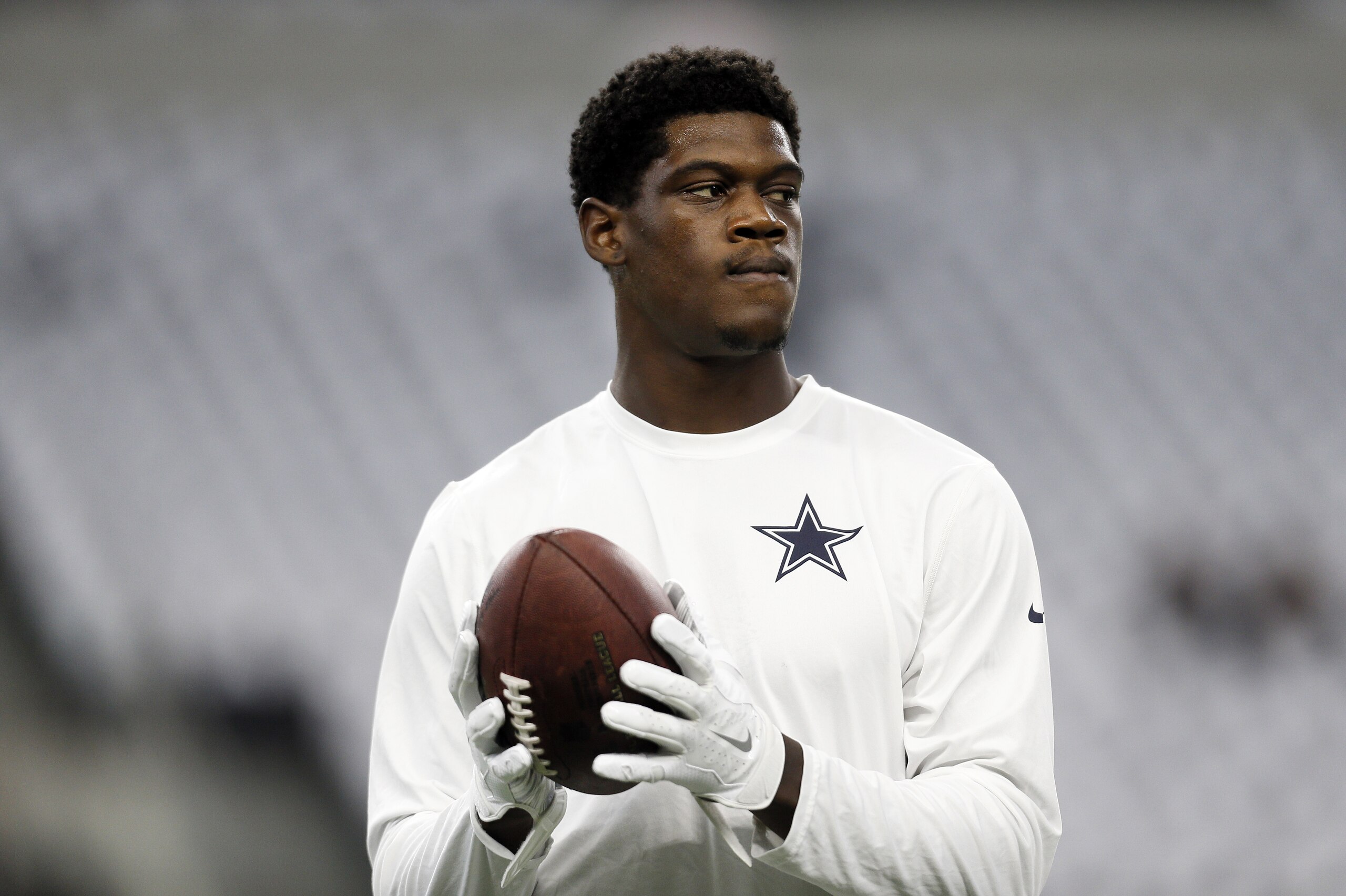Dallas Cowboys defensive end Randy Gregory (94) warms up before an NFL football game against the New York Giants Sunday, Sept. 13, 2015, in Arlington, Texas. (AP Photo/Brandon Wade)