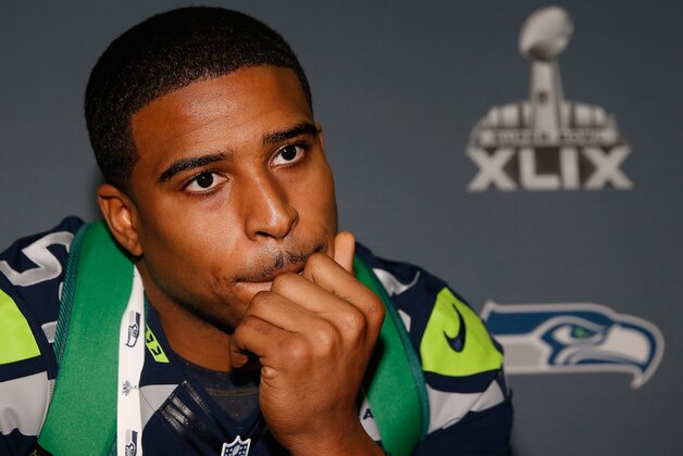 CHANDLER, AZ - JANUARY 29:  Middle linebacker Bobby Wagner #54 of the Seattle Seahawks speaks during a Super Bowl XLIX media availability at the Arizona Grand Hotel on January 29, 2015 in Chandler, Arizona.  (Photo by Christian Petersen/Getty Images)