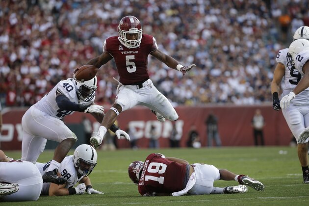 Temple's Jahad Thomas in action during an NCAA college football game against Penn State, Saturday, Sept. 5, 2015, in Philadelphia. (AP Photo/Matt Slocum) Temple's Jahad Thomas in action during an NCAA college football game against Penn State, Saturday, Sept. 5, 2015, in Philadelphia. (AP Photo/Matt Slocum)