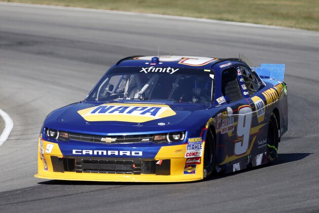 Chase Elliott on track during the NASCAR Xfinity Series auto race at Mid-Ohio Sports Car Course Saturday, Aug. 15, 2015 in Lexington, Ohio. (AP Photo/Tom E. Puskar)