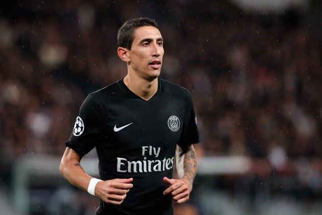 PSG's Angel Di Maria runs on the pitch during the Champions League Group A soccer match between PSG and Malmo at the Parc des Princes stadium in Paris, France, Tuesday, Sept. 15, 2015. (AP Photo/Thibault Camus)