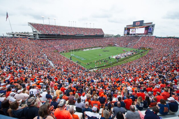 AUBURN, AL - SEPTEMBER 12: General view of Jordan-Hare Stadium on September 12, 2015 at Jordan-Hare Stadium in Auburn, Alabama. The Auburn Tigers defeated the Jacksonville State Gamecocks 27-20. (Photo by Michael Chang/Getty Images)