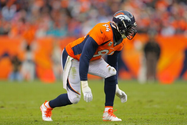 DENVER, CO - NOVEMBER 23:  Defensive end DeMarcus Ware #94 of the Denver Broncos in action against the Miami Dolphins at Sports Authority Field at Mile High on November 23, 2014 in Denver, Colorado.  (Photo by Justin Edmonds/Getty Images)