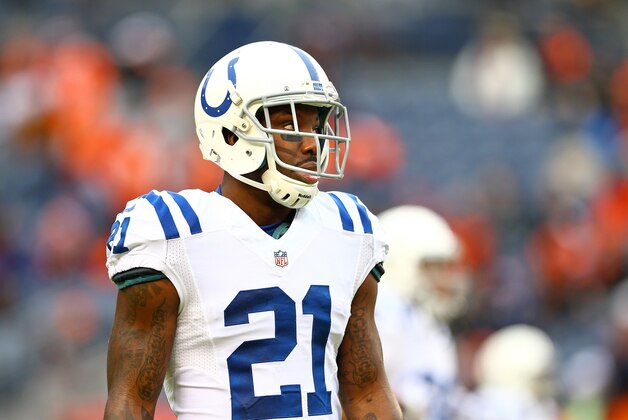 Jan 11, 2015; Denver, CO, USA; Indianapolis Colts cornerback Vontae Davis (21) against the Denver Broncos in the 2014 AFC Divisional playoff football game at Sports Authority Field at Mile High. The Colts defeated the Broncos 24-13. Mandatory Credit: Mark J. Rebilas-USA TODAY Sports