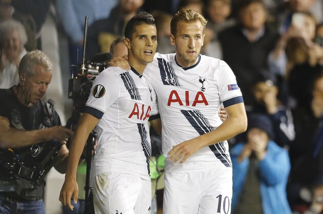 Tottenham’s Erik Lamela, left, and Tottenham’s Harry Kane celebrate after scoring during the Europa League Group J soccer match between Tottenham Hotspur and Qarabag FK at the White Hart Lane stadium in London, England, Thursday, Sept. 17, 2015 . (AP Photo/Frank Augstein) Tottenham’s Erik Lamela, left, and Tottenham’s Harry Kane celebrate after scoring during the Europa League Group J soccer match between Tottenham Hotspur and Qarabag FK at the White Hart Lane stadium in London, England, Thursday, Sept. 17, 2015 . (AP Photo/Frank Augstein)