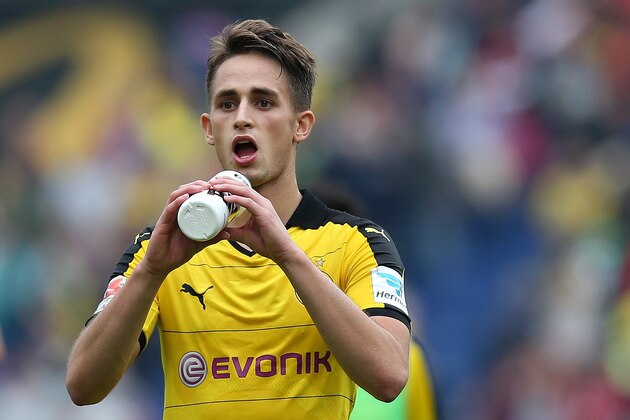 Dortmund's Belgian midfielder Adnan Januzaj is pictured after the German first division Bundesliga football match Hannover 96 v Borussia Dortmund, in Hannover, on September 12, 2015.  AFP PHOTO /  RONNY HARTMANN

RESTRICTIONS: DURING MATCH TIME: DFL RULES TO LIMIT THE ONLINE USAGE TO 15 PICTURES PER MATCH AND FORBID IMAGE SEQUENCES TO SIMULATE VIDEO. 
== RESTRICTED TO EDITORIAL USE ==
FOR FURTHER QUERIES PLEASE CONTACT DFL DIRECTLY AT + 49 69 650050.        (Photo credit should read RONNY HARTMANN/AFP/Getty Images)