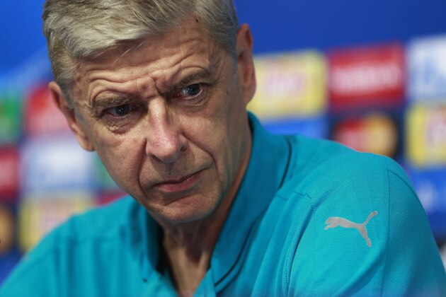 Arsenal's manager Arsene Wenger attends a news conference in Zagreb, Croatia, on Tuesday, Sept. 15, 2015. Arsenal will play Dinamo Zagreb in a Champions League soccer match on Wednesday, Sept. 16.  (AP Photo/Darko Bandic)