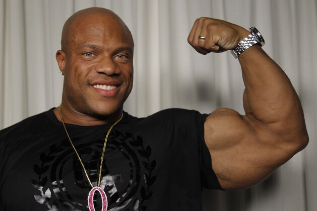 2012 Mr. Olympia, Phil Heath, poses for a portrait Wednesday, September 18, 2013, in Los Angeles. Heath's quest for the Olympia title is the focal point of director, Vlad Yudin's bodybuilding documentary,