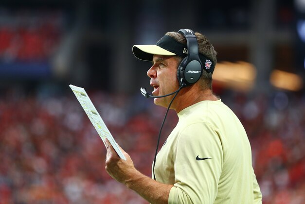 Sep 13, 2015; Glendale, AZ, USA; New Orleans Saints head coach Sean Payton reacts in the fourth quarter against the Arizona Cardinals at University of Phoenix Stadium. The Cardinals defeated the Saints 31-19. Mandatory Credit: Mark J. Rebilas-USA TODAY Sports