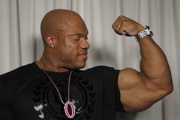 2012 Mr. Olympia, Phil Heath, poses for a portrait Wednesday, September 18, 2013, in Los Angeles. Heath's quest for the Olympia title is the focal point of director, Vlad Yudin's bodybuilding documentary,