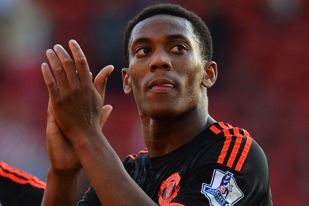 SOUTHAMPTON, ENGLAND - SEPTEMBER 20:  Anthony Martial of Manchester United applauds the travelling fans after victory in the Barclays Premier League match between Southampton and Manchester United at St Mary's Stadium on September 20, 2015 in Southampton, United Kingdom.  (Photo by Tony Marshall/Getty Images)