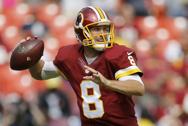 Washington Redskins quarterback Kirk Cousins (8) passes the ball during the second half of an NFL football game against the St. Louis Rams in Landover, Md., Sunday, Sept. 20, 2015. (AP Photo/Patrick Semansky)