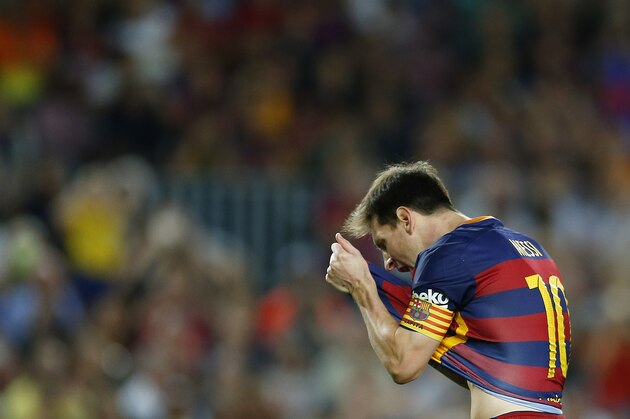 FC Barcelona's Lionel Messi reacts after missing a penalty during a Spanish La Liga soccer match against Levante at the Camp Nou stadium in Barcelona, Spain, Sunday, Sept. 20, 2015. (AP Photo/Manu Fernandez) FC Barcelona's Lionel Messi reacts after missing a penalty during a Spanish La Liga soccer match against Levante at the Camp Nou stadium in Barcelona, Spain, Sunday, Sept. 20, 2015. (AP Photo/Manu Fernandez)