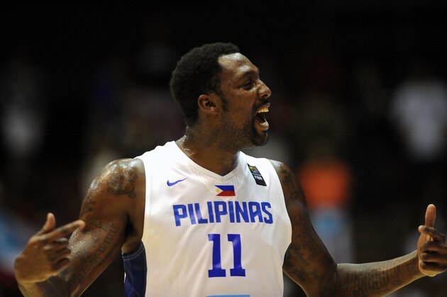 Philippines' centre Andray Blatche gestures during the 2014 FIBA World basketball championships group B match Philippines vs Puerto Rico at the Palacio Municipal de Deportes in Sevilla on September 3, 2014. AFP PHOTO/ CRISTINA QUICLER        (Photo credit should read CRISTINA QUICLER/AFP/Getty Images)